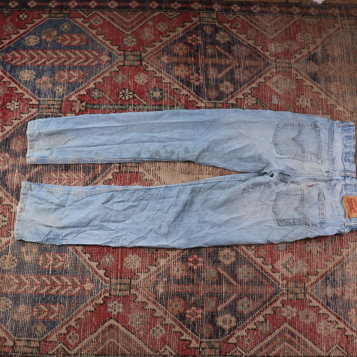 Levi's 514 W28 L30 Straight Leg Classic Ripped Style Blue Denim Jeans