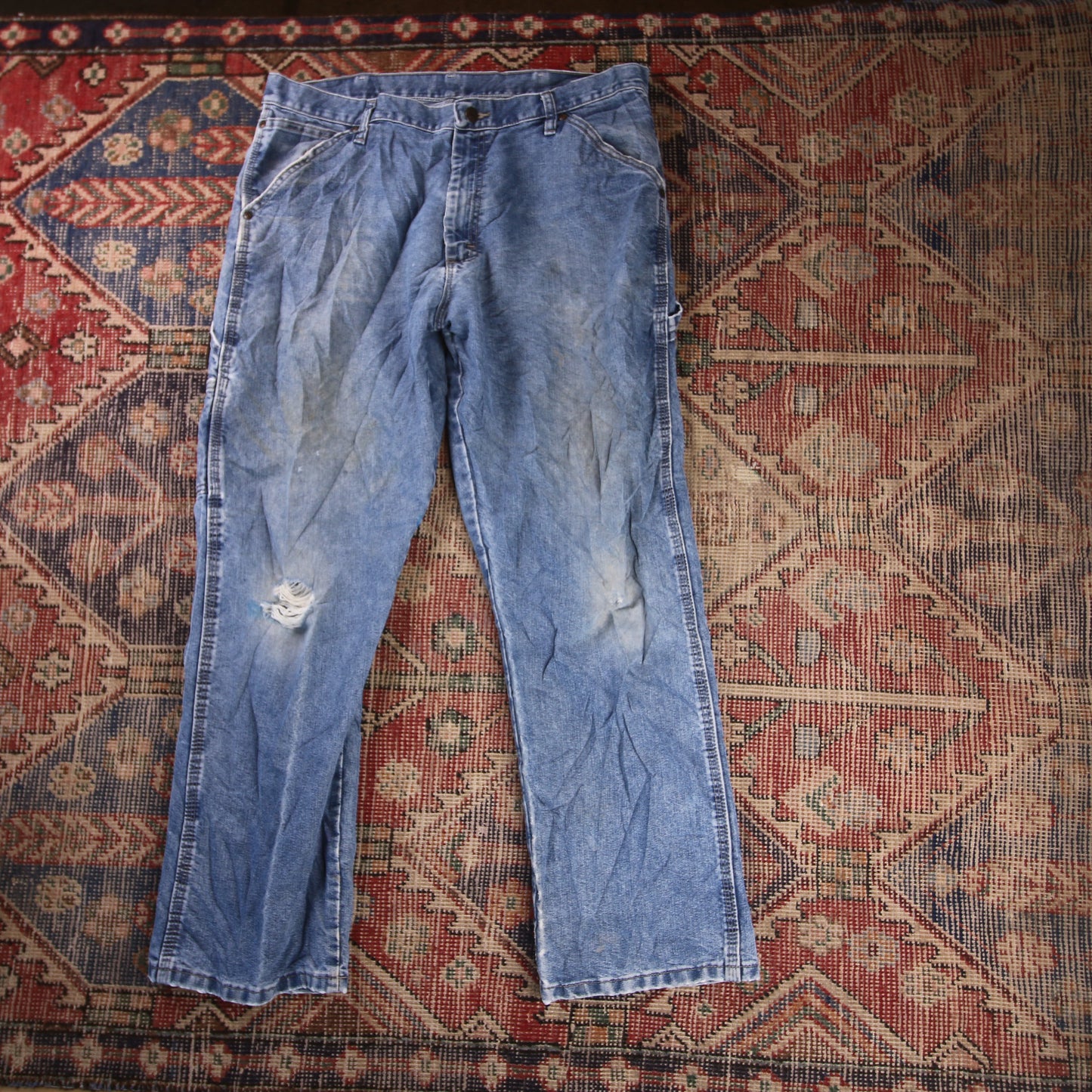 Wrangler W36 L29 Carpenter Classic Ripped Style Blue Denim Jeans