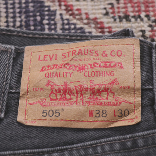 Levi's 505 W38 L28 Straight Leg Regular Fit Black Denim Jeans