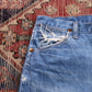 Wrangler W28 L34 Straight Leg Relaxed Fit Classic Ripped Style Blue Denim Jeans