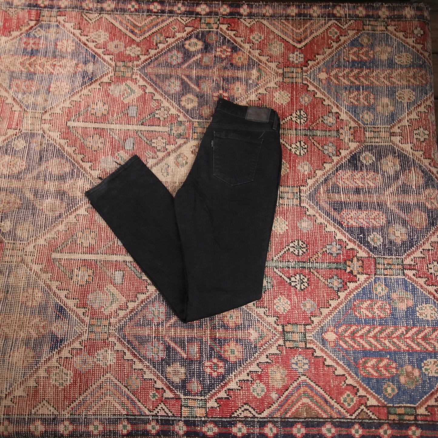 Levi's 505 W28 L31 Straight Leg Regular Fit Classic Ripped Style Black Denim Jea