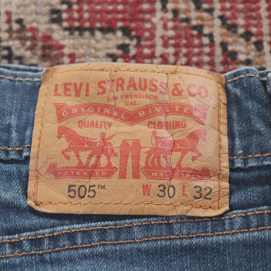 Levi's 505 Red Tab W28 L30 Straight Leg Regular Fit Blue Denim Jeans