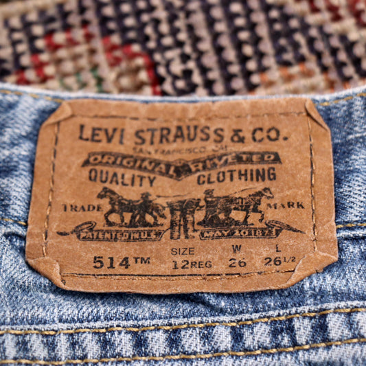 Levi's 514 W24 L25 Straight Leg Classic Ripped Style Blue Denim Jeans