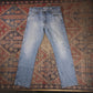 Wrangler W34 L31 Straight Leg Slim Fit Classic Ripped Style Blue Denim Jeans