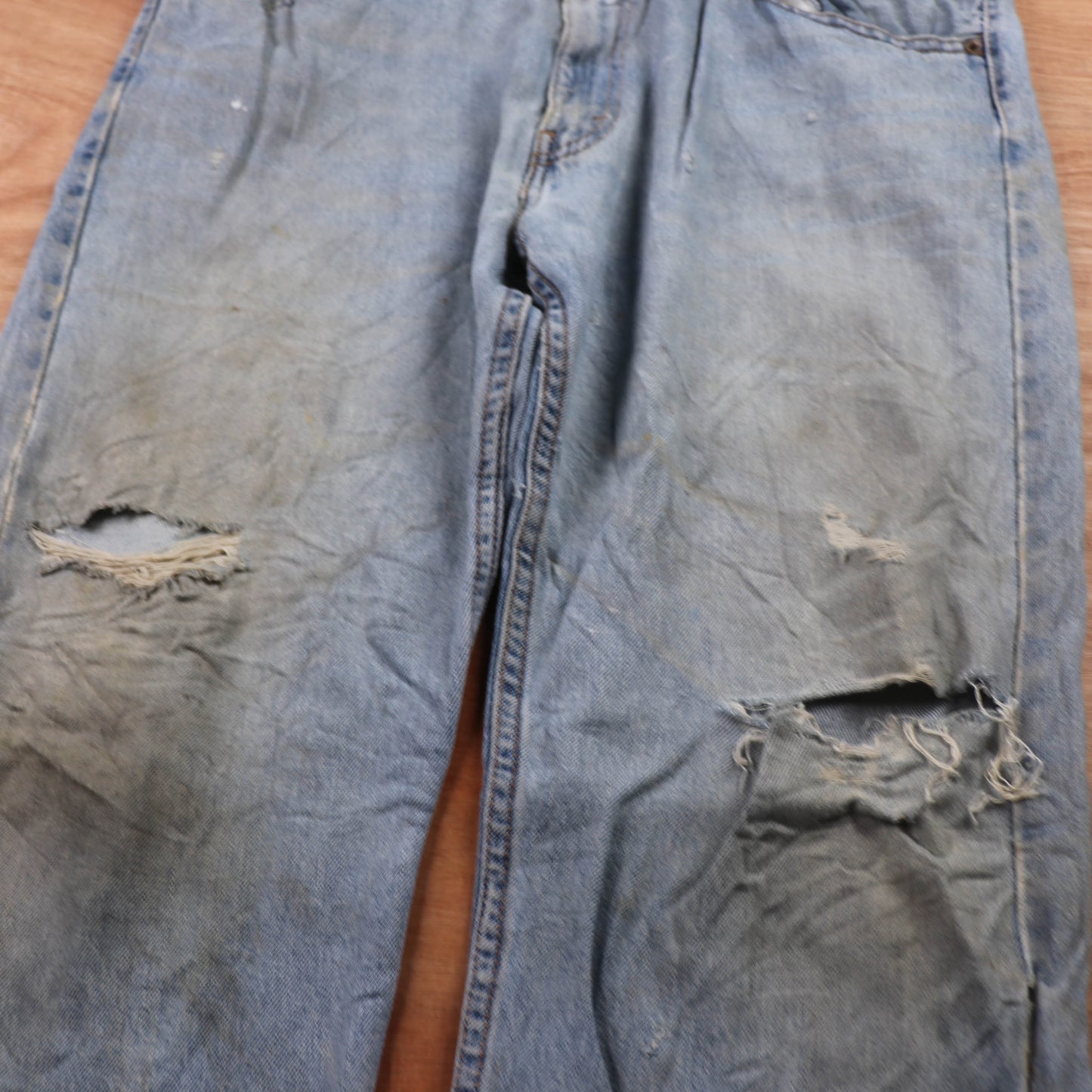 Levi's 505 Red Tab W38 L30 Straight Leg Regular Fit Classic Ripped Style Blue De