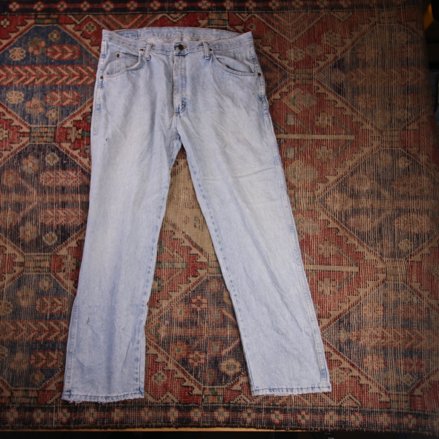 Wrangler W34 L29 Straight Leg Relaxed Fit Blue Denim Jeans