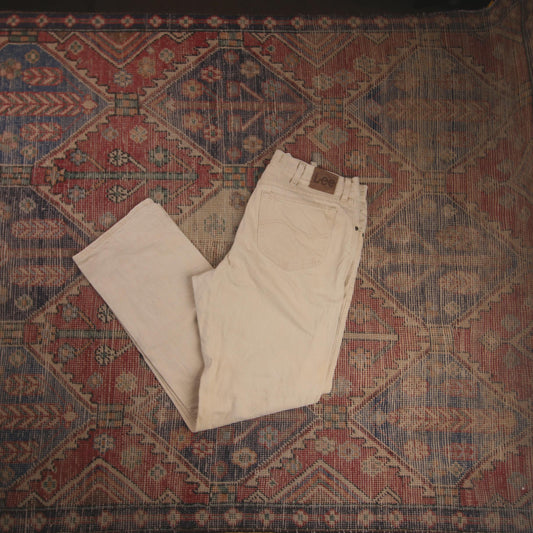 Lee W36 L32 Straight Leg Loose Fit Beige Denim Jeans