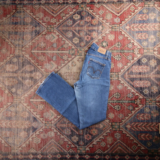 Levi's 529 Red Tab W26 L31 Bootcut Slim Fit Blue Denim Jeans