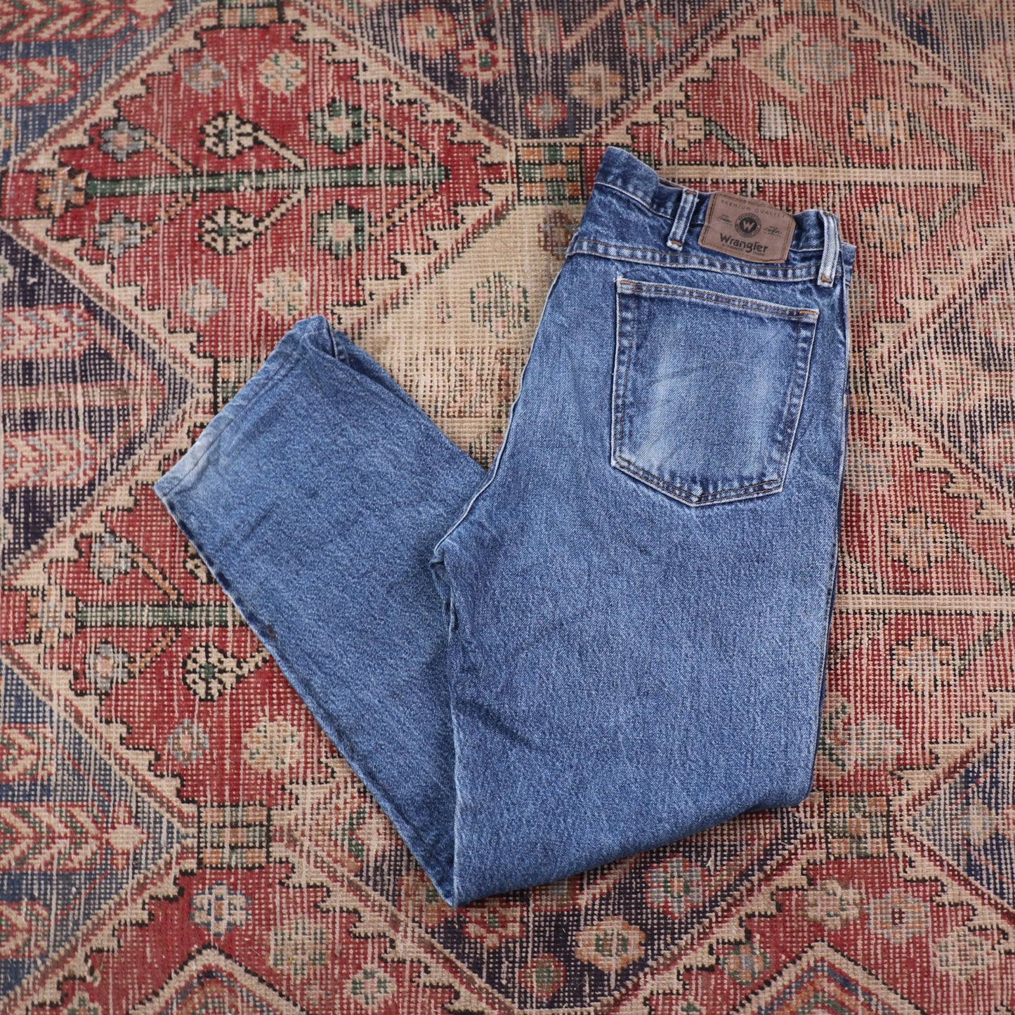 Wrangler W36 L29 Straight Leg Relaxed Fit Blue Denim Jeans