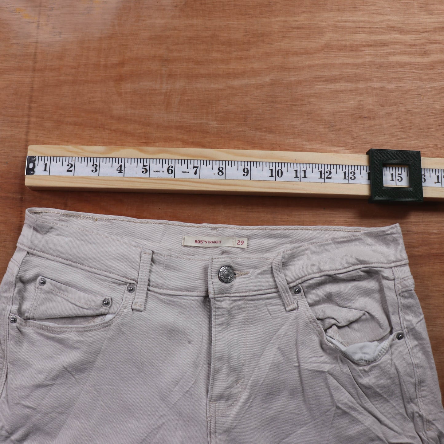 Levi's 505 White Tab W30 L30 Straight Leg Regular Fit Beige Denim Jeans