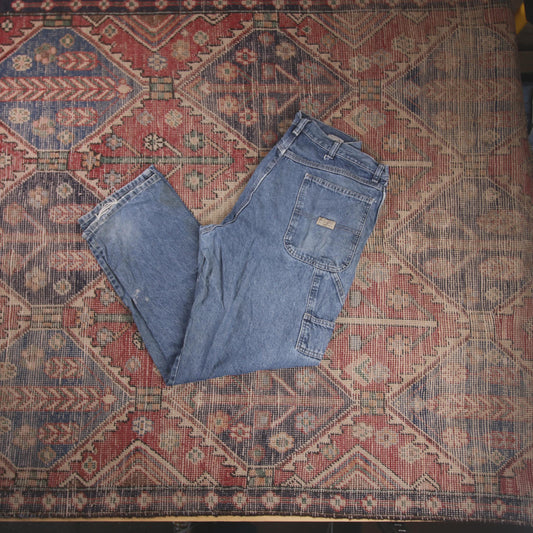 Wrangler W36 L31 Carpenter Classic Ripped Style Blue Denim Jeans