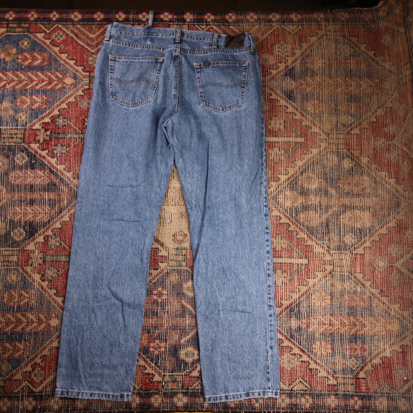 Lee W38 L31 Straight Leg Loose Fit Blue Denim Jeans