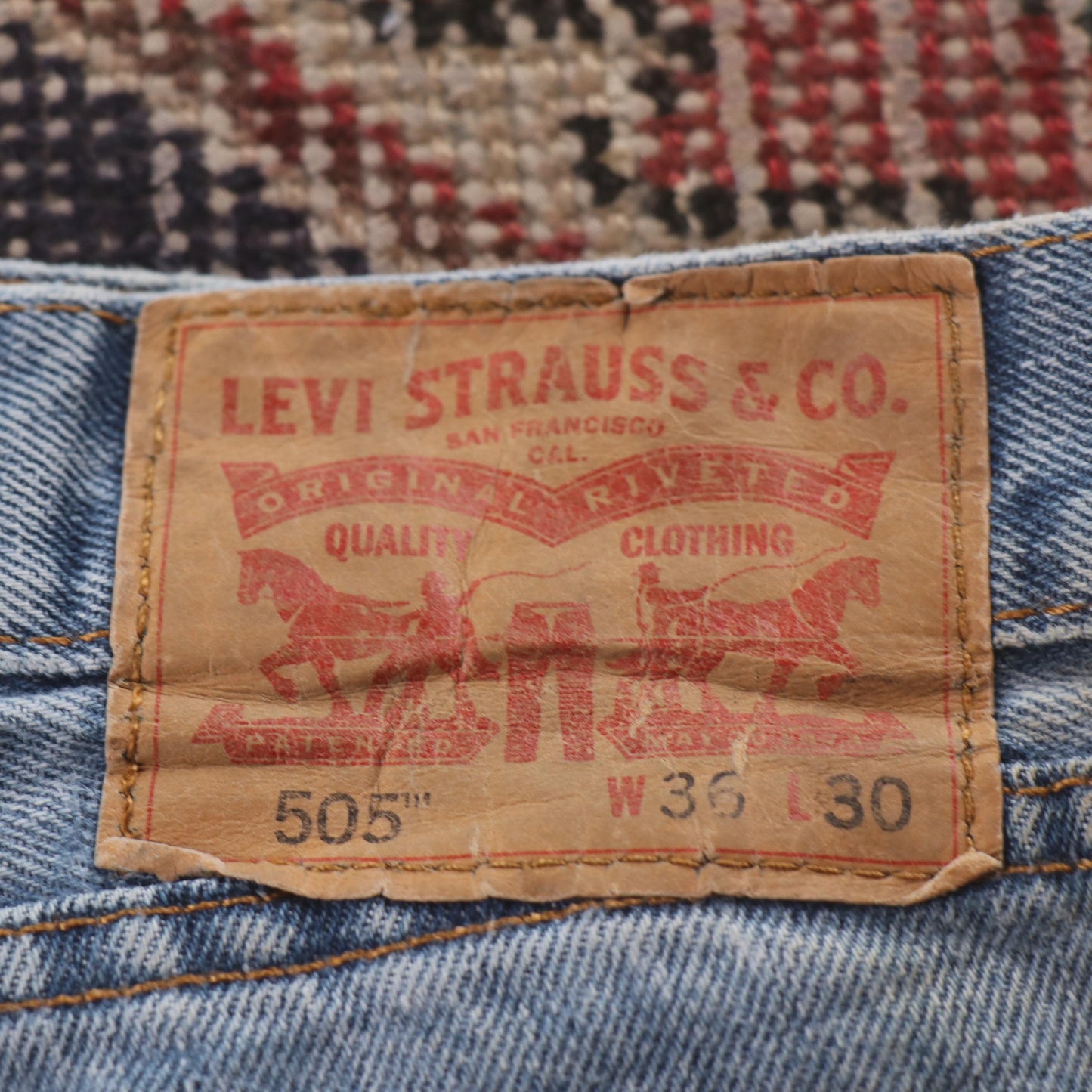 Levi's 505 Red Tab W36 L28 Straight Leg Regular Fit Blue Denim Jeans