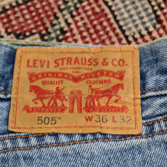 Levi's 505 W36 L31 Straight Leg Regular Fit Blue Denim Jeans