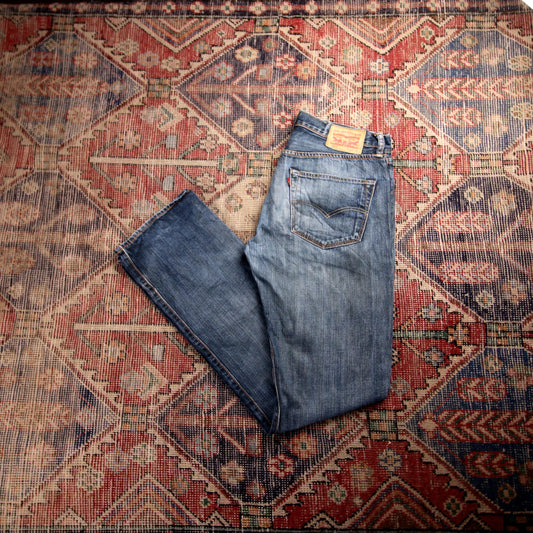 Levi's 501 W32 L34 Original Fit Classic Ripped Style Blue Denim Jeans