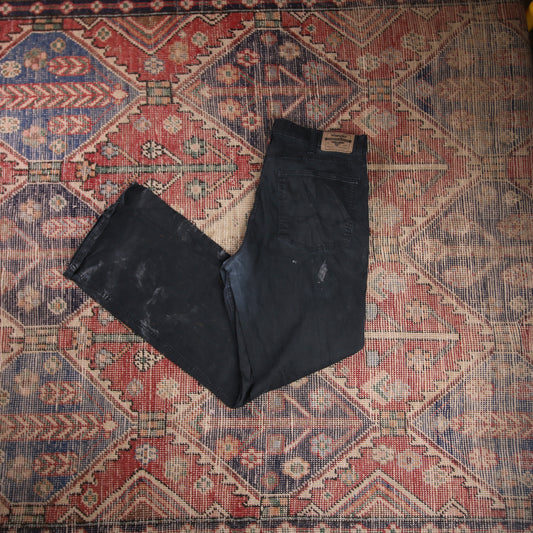 Wrangler W34 L30 Straight Leg Regular Fit Black Denim Trousers