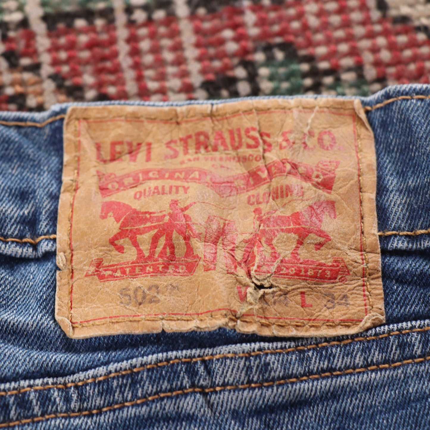 Levi's 502 Red Tab W34 L31 Tapered Leg Regular Fit Blue Denim Jeans
