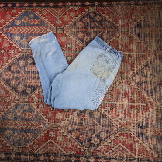 Wrangler W40 L30 Carpenter Style Classic Ripped Style Blue Denim Jeans