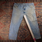 Wrangler W44 L29 Baggy Classic Ripped Style Blue Denim Jeans