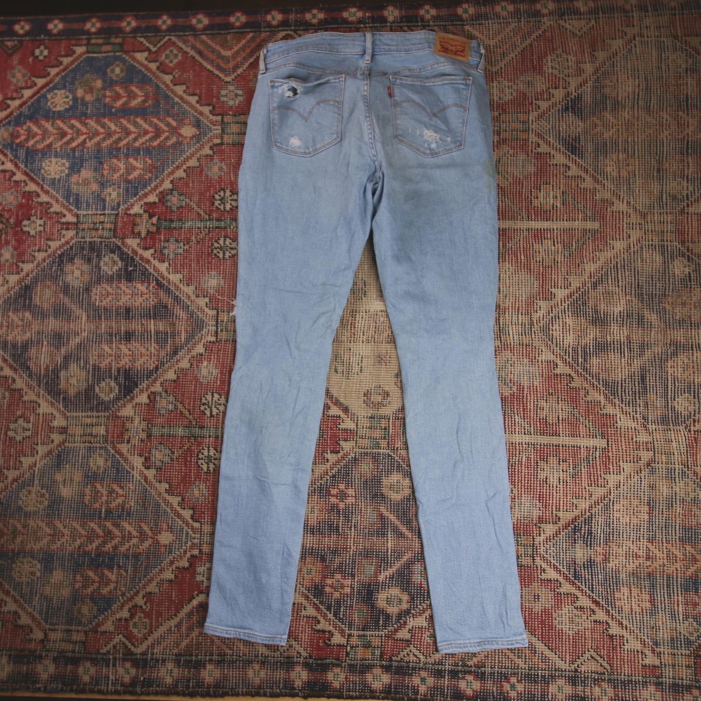 Levi's 711 W32 L30 Skinny Classic Ripped Style Blue Denim Jeans