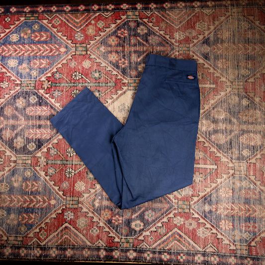 Dickies W40 L34 Straight Leg Blue Cotton Blend Trousers