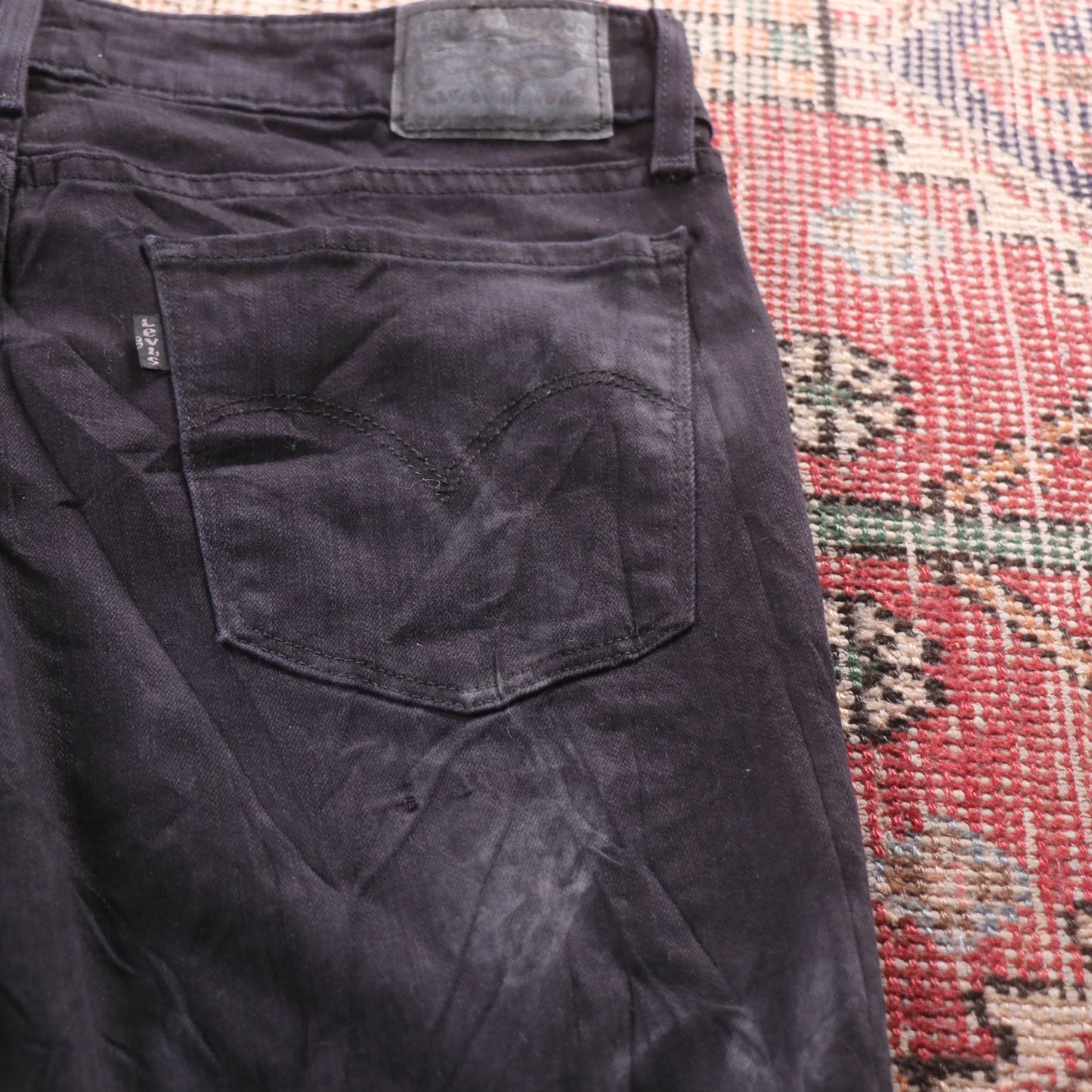 Levi's 510 Red Tab W32 L29 Skinny Classic Ripped Style Black Denim Jeans